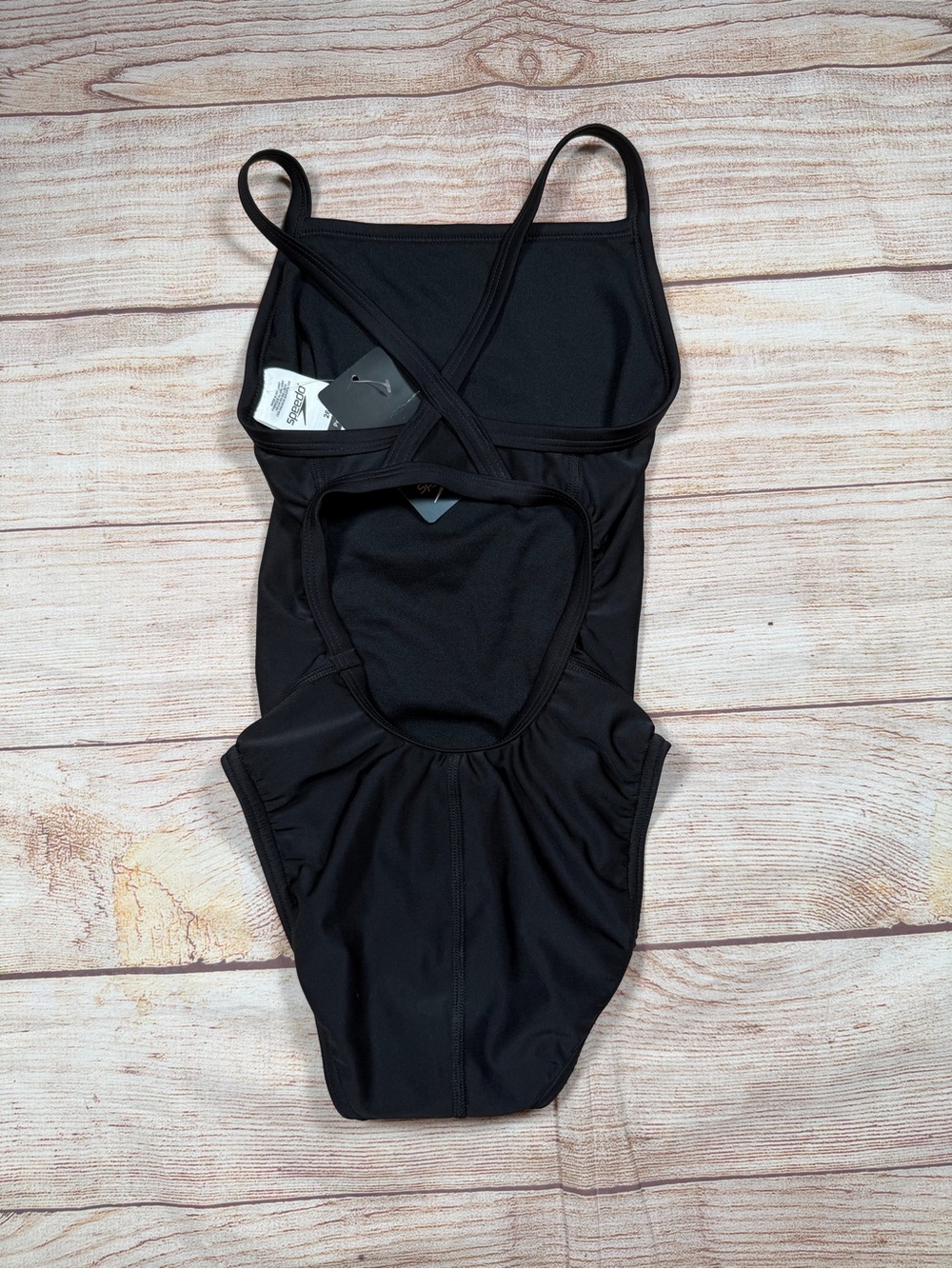 NWT Speedo Black One-Piece Swimsuit Lap Swim Team, Lifeguard, Modest, Trainer 26 - Picture 6 of 7